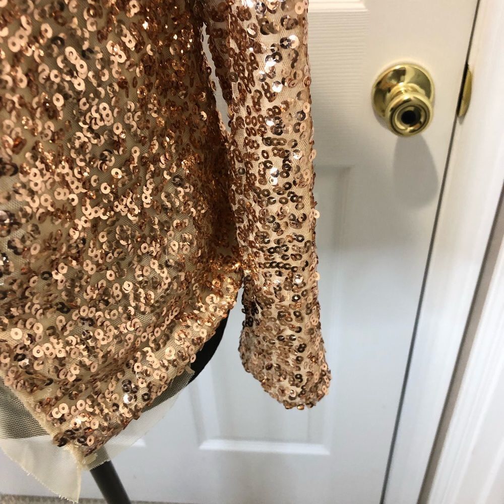 Rain gold sequin and tulle long sleeve jacket size small - Picture 4 of 10